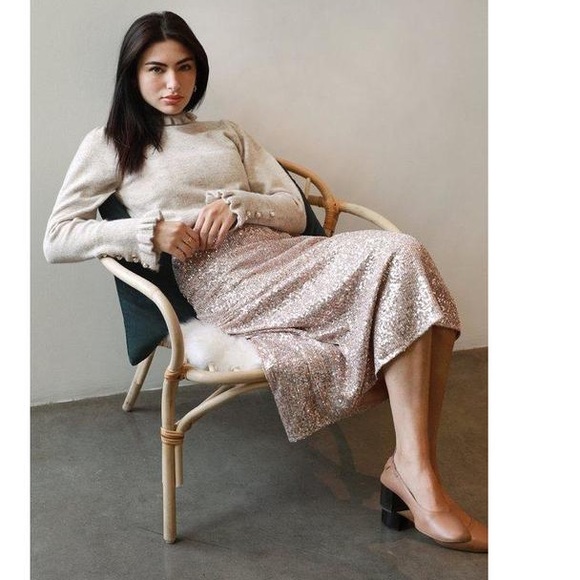 Greylin Edna Gold Sequins Midi Skirt - Picture 3 of 5